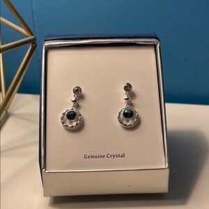 Kohl's Silver-Tone Earrings with Navy Blue Crystals